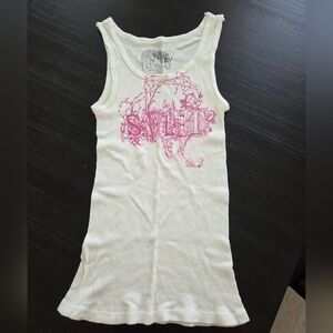 Split brand tank top